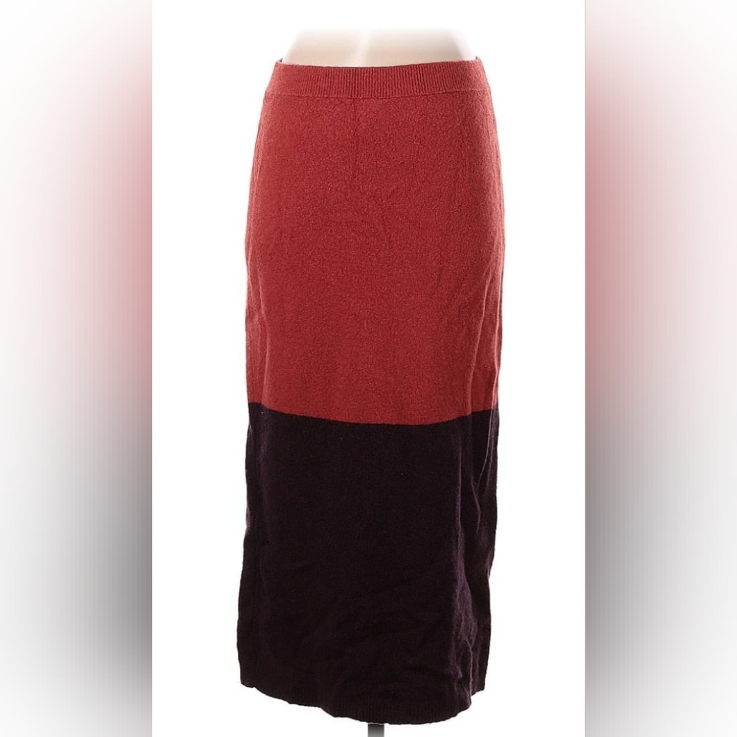 Free People Burgandy Elegant Two-Tone Skirt
